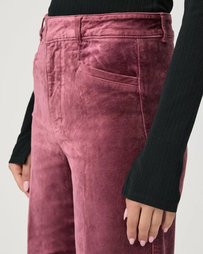 Pants Women PAIGE Anessa Trouser Wide Leg Pant 8211 Rose Tea Velvet Pants Women PAIGE Anessa Trouser Wide Leg Pant 8211 Rose Tea Velvet