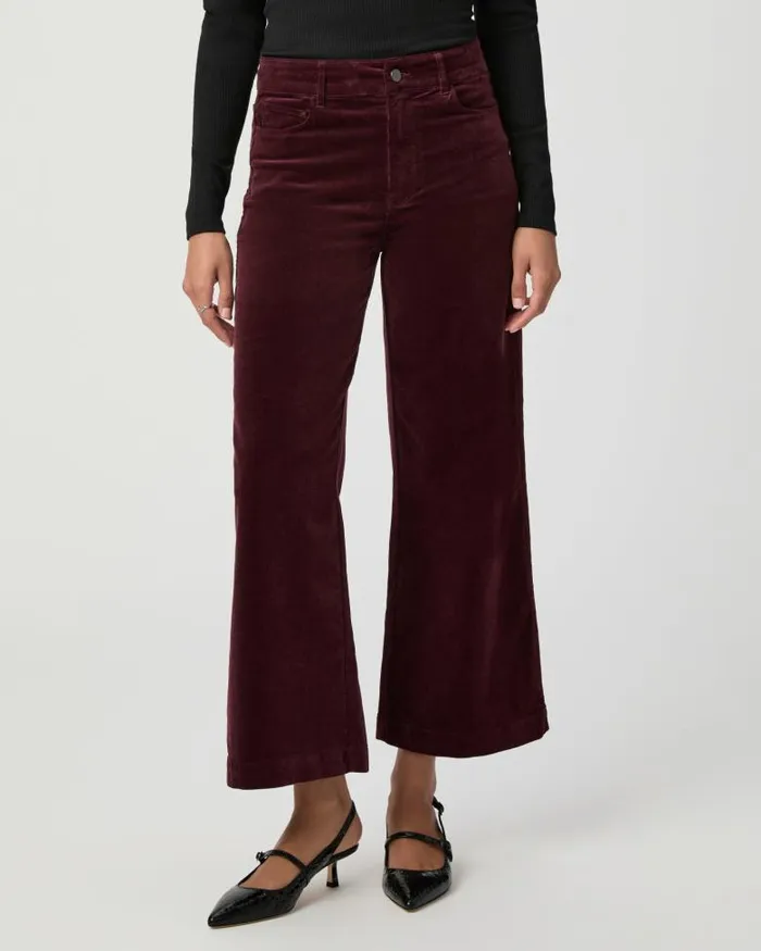 Pants Women PAIGE Anessa Wide Leg Pant 8211 Dark Oxblood Corduroy Pants Women PAIGE Anessa Wide Leg Pant 8211 Dark Oxblood Corduroy