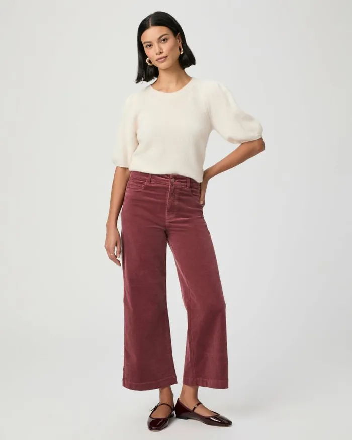 Pants Women PAIGE Anessa Wide Leg Pant 8211 Rose Tea Corduroy