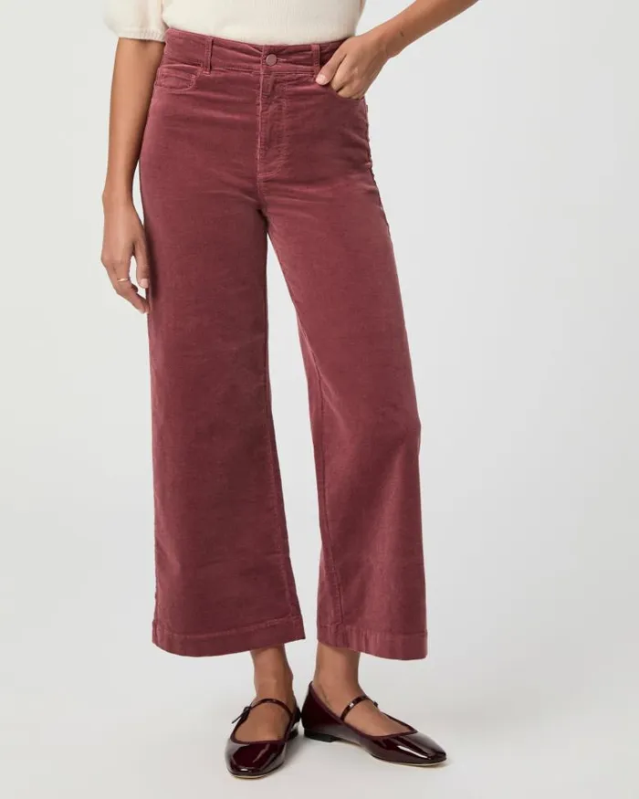 Pants Women PAIGE Anessa Wide Leg Pant 8211 Rose Tea Corduroy Pants Women PAIGE Anessa Wide Leg Pant 8211 Rose Tea Corduroy