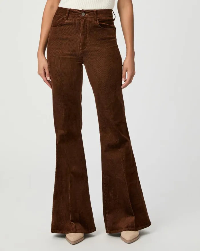 Pants Women PAIGE Charlie Flare Pant 8211 Maple Brown Corduroy Pants Women PAIGE Charlie Flare Pant 8211 Maple Brown Corduroy