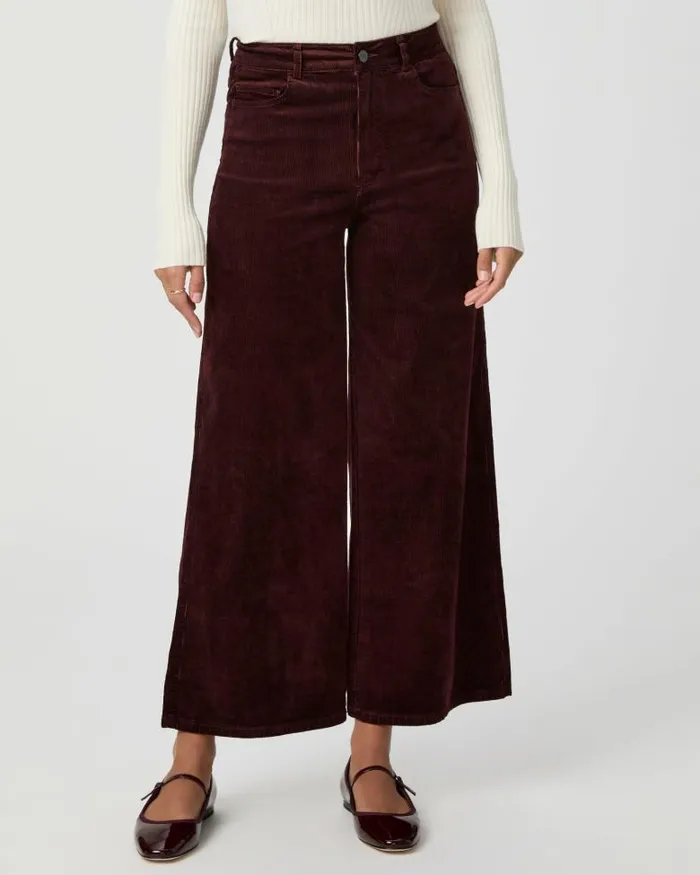Pants Women PAIGE Harper Ankle Wide Leg Pant 8211 Dark Oxblood Corduroy Pants Women PAIGE Harper Ankle Wide Leg Pant 8211 Dark Oxblood Corduroy