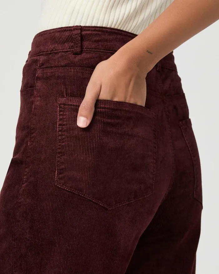 Pants Women PAIGE Harper Ankle Wide Leg Pant 8211 Dark Oxblood Corduroy Pants Women PAIGE Harper Ankle Wide Leg Pant 8211 Dark Oxblood Corduroy