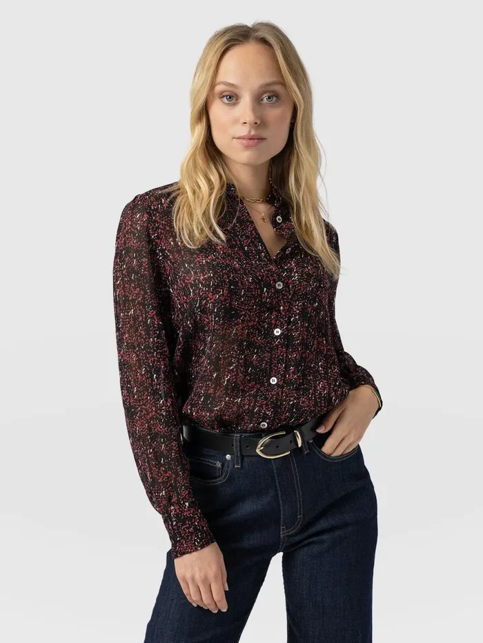 Paxton Pussybow Blouse 8211 Red Ditsy Leopard Red Ditsy Leopard Women Saint And Sofia Blouses and Shirts