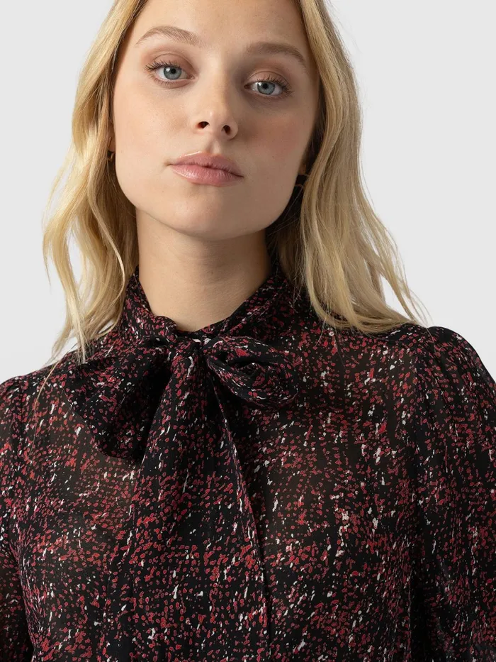 Paxton Pussybow Blouse 8211 Red Ditsy Leopard Red Ditsy Leopard Women Saint And Sofia Blouses and Shirts