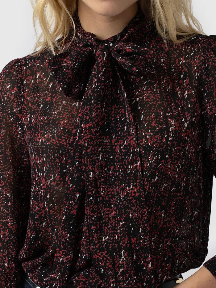 Paxton Pussybow Blouse 8211 Red Ditsy Leopard Red Ditsy Leopard Women Saint And Sofia Blouses and Shirts