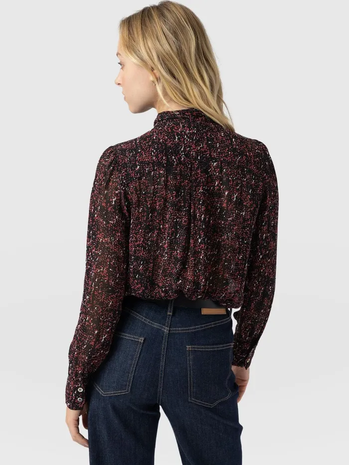 Paxton Pussybow Blouse 8211 Red Ditsy Leopard Red Ditsy Leopard Women Saint And Sofia Blouses and Shirts