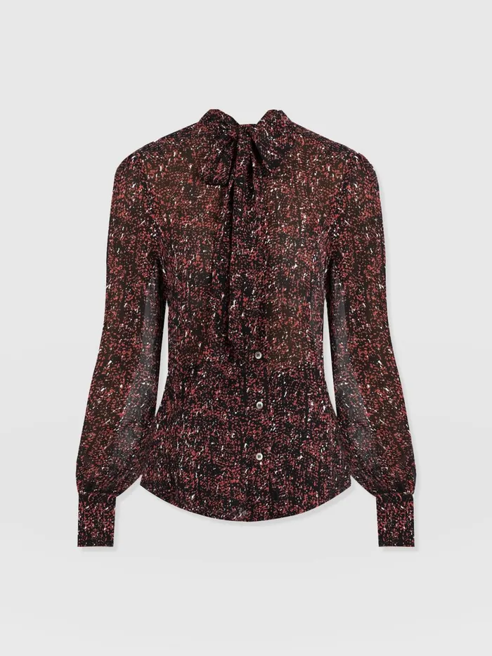 Paxton Pussybow Blouse 8211 Red Ditsy Leopard Red Ditsy Leopard Women Saint And Sofia Blouses and Shirts