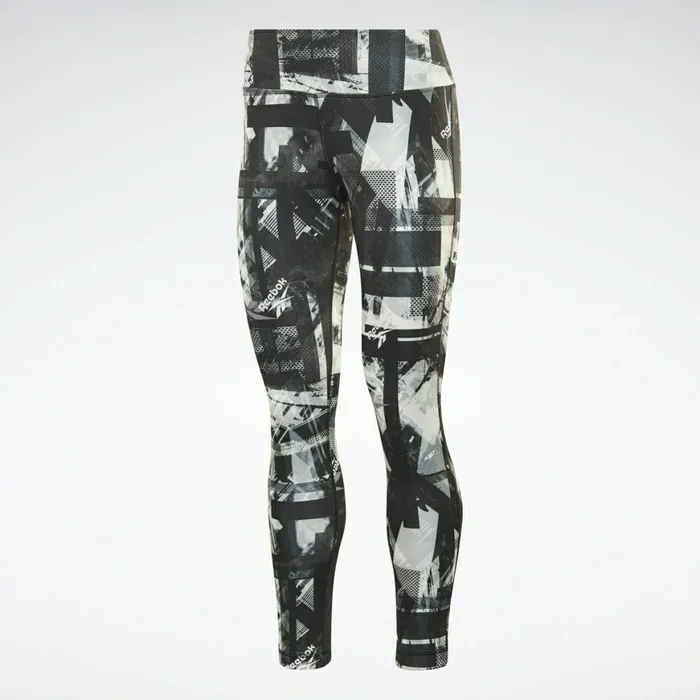Plus Size 1X4X Womens Reebok Meet You There Printed Leggings Black White
