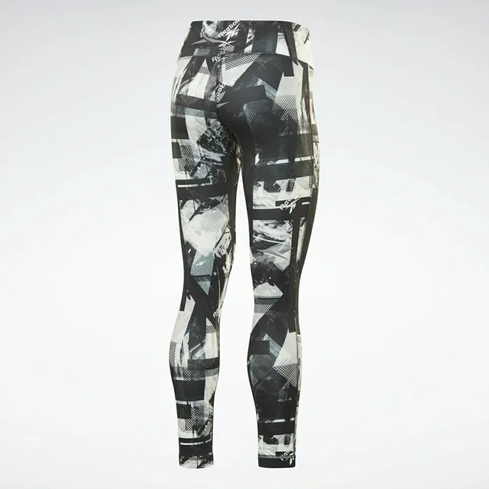Plus Size 1X4X Womens Reebok Meet You There Printed Leggings Black White