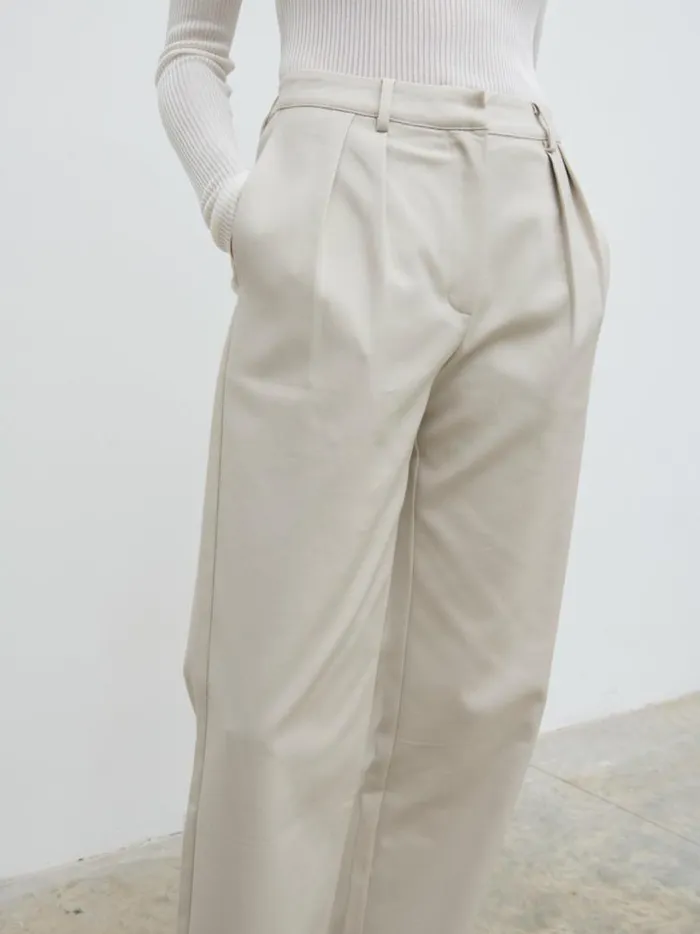 Pretty Lavish Bottoms Women Brady Front Pleat Trousers Beige