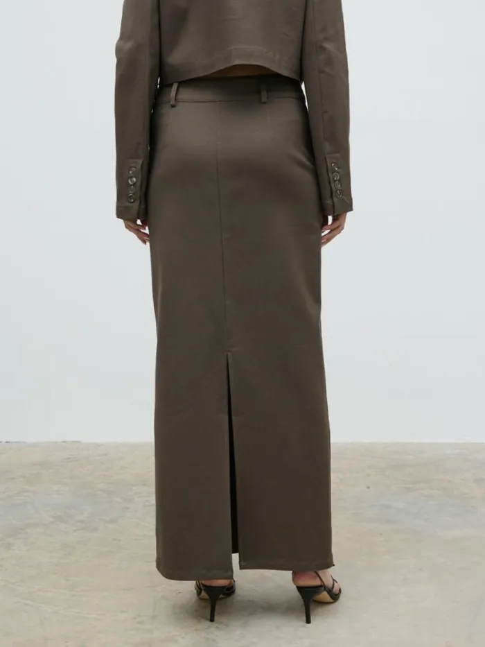 Pretty Lavish Bottoms Women Brady Tailored Maxi Skirt Brown