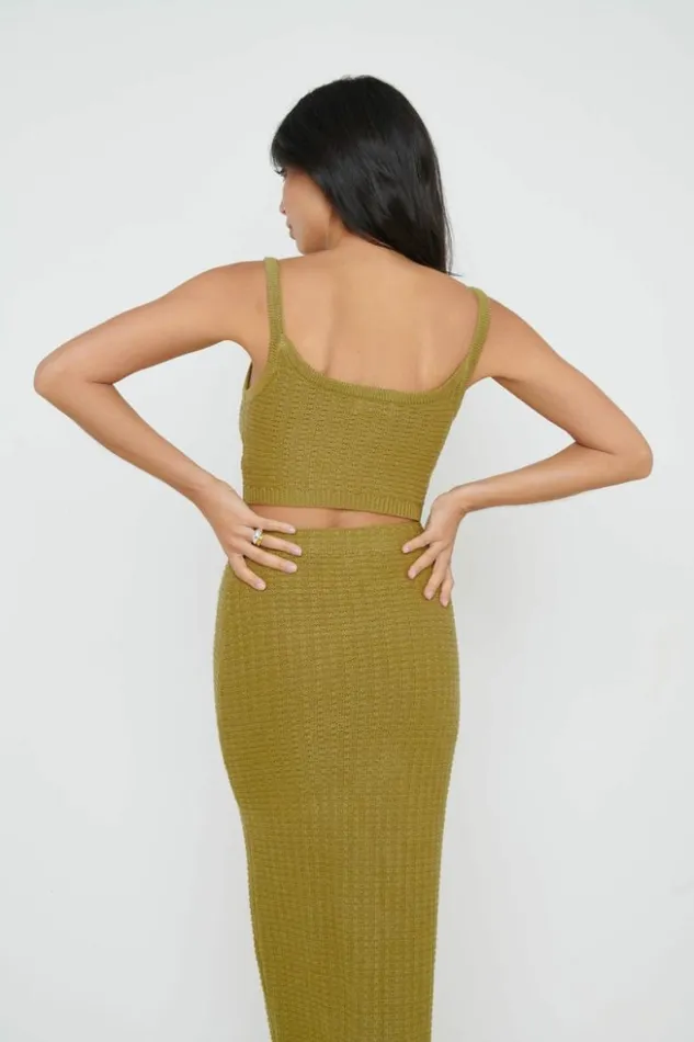 Pretty Lavish Bottoms Women Celine Crochet Knit Skirt Olive