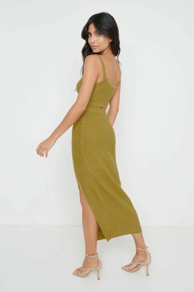 Pretty Lavish Bottoms Women Celine Crochet Knit Skirt Olive