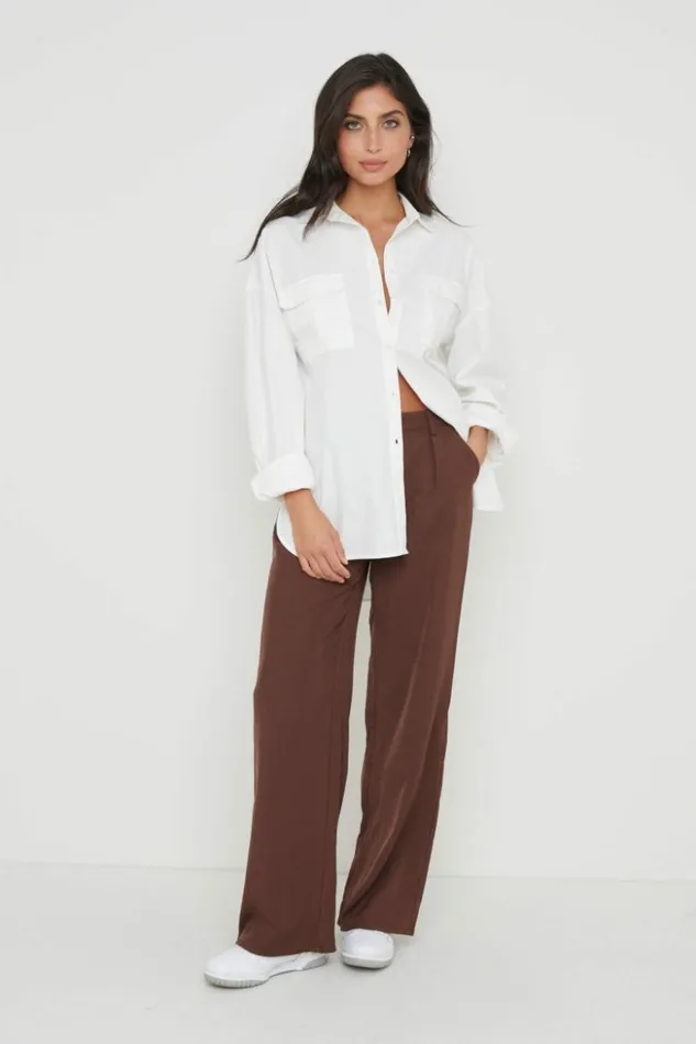 Pretty Lavish Bottoms Women Esther Relaxed Trousers Brown