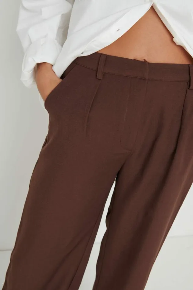Pretty Lavish Bottoms Women Esther Relaxed Trousers Brown