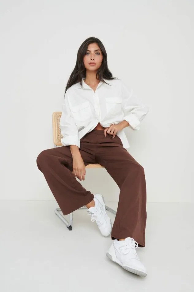 Pretty Lavish Bottoms Women Esther Relaxed Trousers Brown