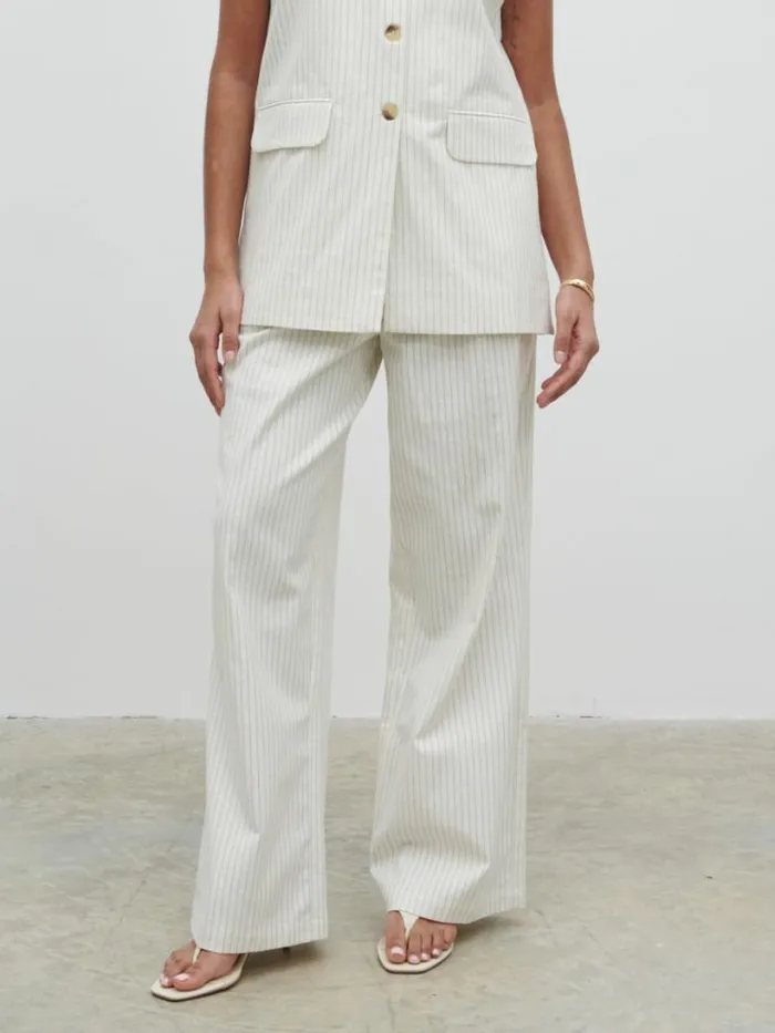 Pretty Lavish Bottoms Women Harlee Straight Leg Trousers Pinstripe
