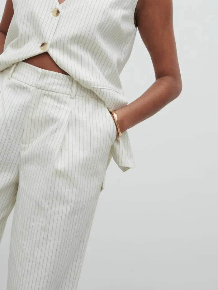 Pretty Lavish Bottoms Women Harlee Straight Leg Trousers Pinstripe