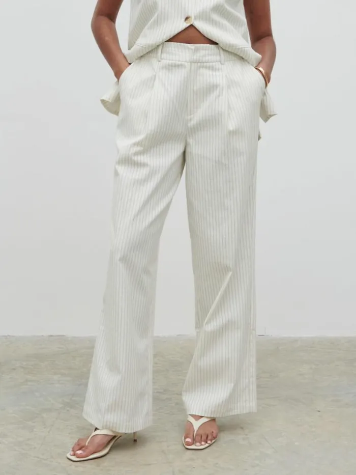 Pretty Lavish Bottoms Women Harlee Straight Leg Trousers Pinstripe