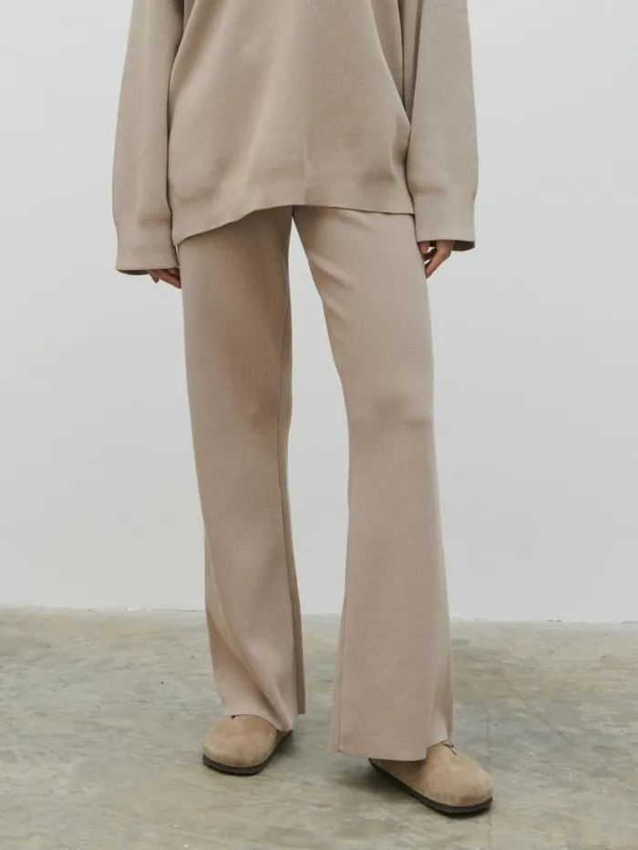 Pretty Lavish Bottoms Women Hayden Knit Trousers Beige