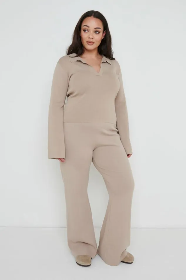 Pretty Lavish Bottoms Women Hayden Knit Trousers Beige