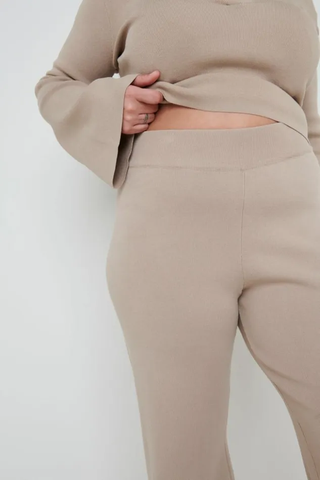 Pretty Lavish Bottoms Women Hayden Knit Trousers Beige