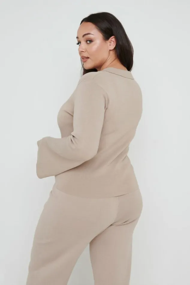 Pretty Lavish Bottoms Women Hayden Knit Trousers Beige