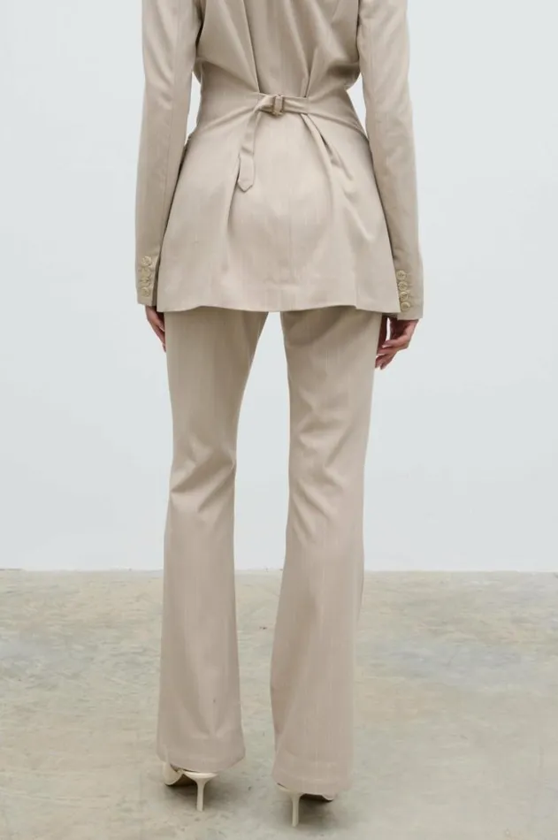 Pretty Lavish Bottoms Women Jaycie Straight Leg Pinstripe Trousers Beige