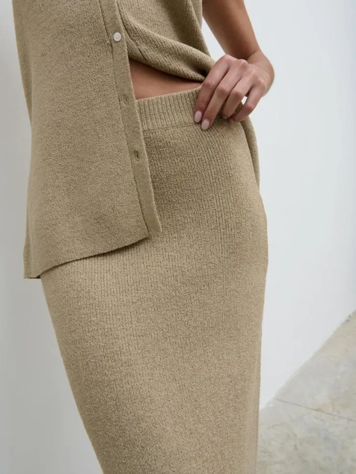 Pretty Lavish Bottoms Women Kourtney Knit Midaxi Skirt Beige