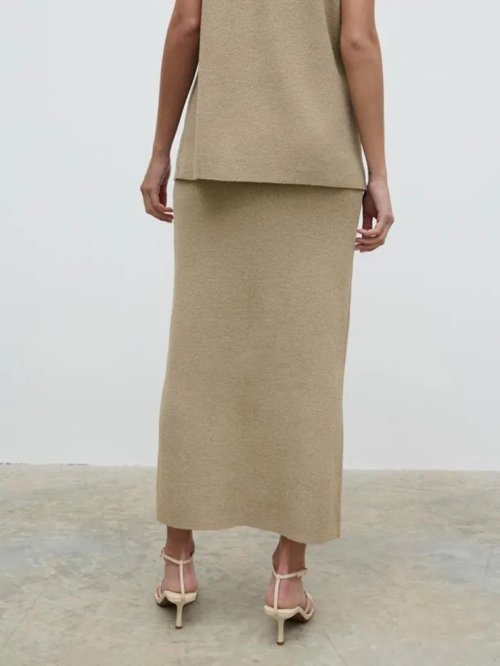 Pretty Lavish Bottoms Women Kourtney Knit Midaxi Skirt Beige