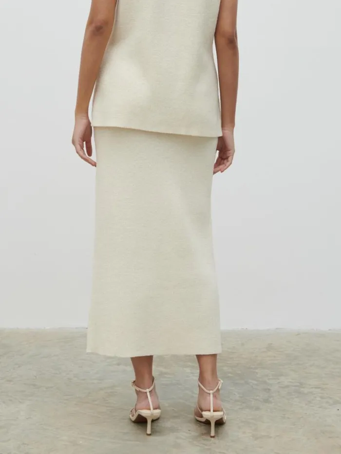 Pretty Lavish Bottoms Women Kourtney Knit Midaxi Skirt Cream