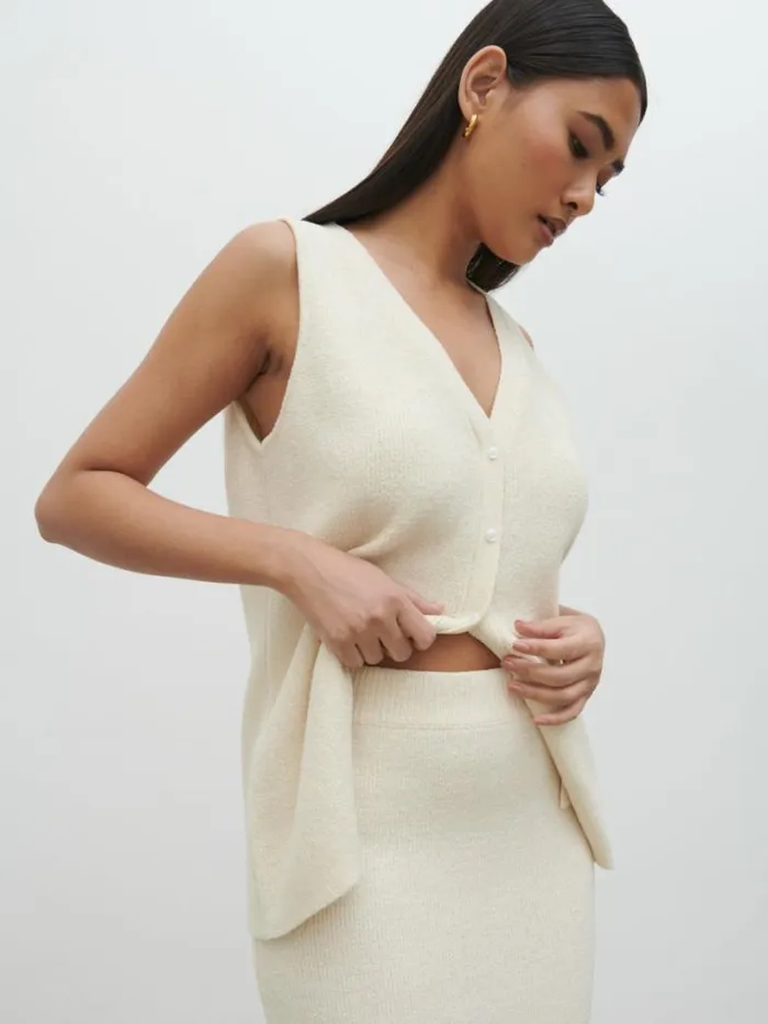 Pretty Lavish Bottoms Women Kourtney Knit Midaxi Skirt Cream