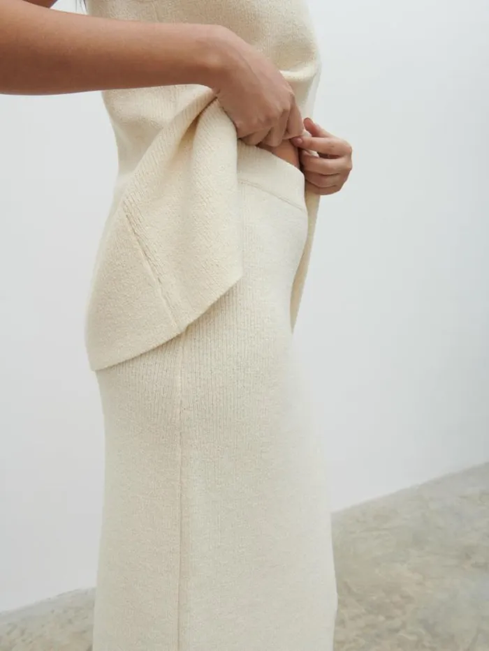 Pretty Lavish Bottoms Women Kourtney Knit Midaxi Skirt Cream