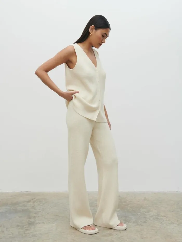 Pretty Lavish Bottoms Women Kourtney Knit Trousers Cream