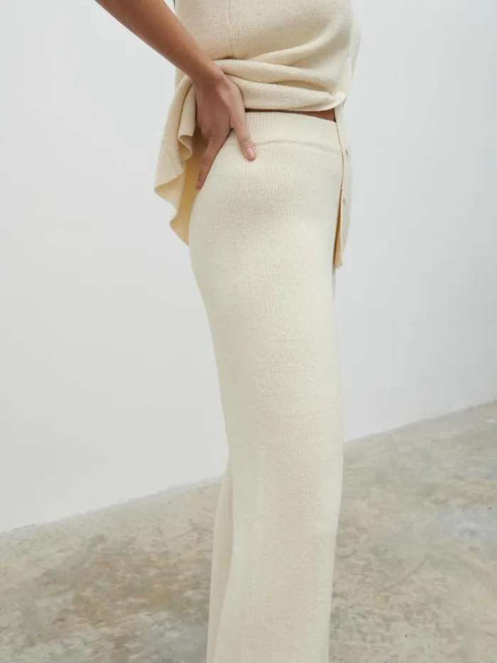 Pretty Lavish Bottoms Women Kourtney Knit Trousers Cream