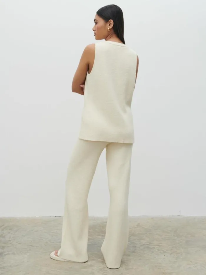 Pretty Lavish Bottoms Women Kourtney Knit Trousers Cream