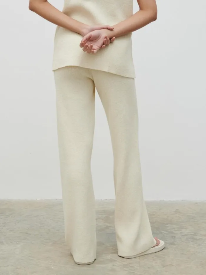 Pretty Lavish Bottoms Women Kourtney Knit Trousers Cream