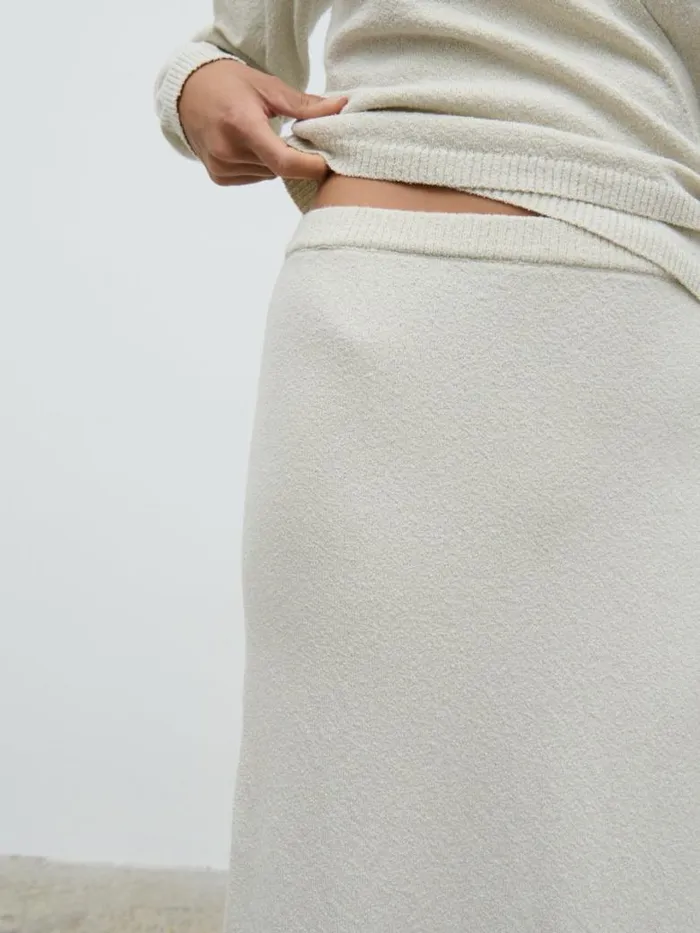 Pretty Lavish Bottoms Women Laney Boucle Knit Midaxi Skirt Beige