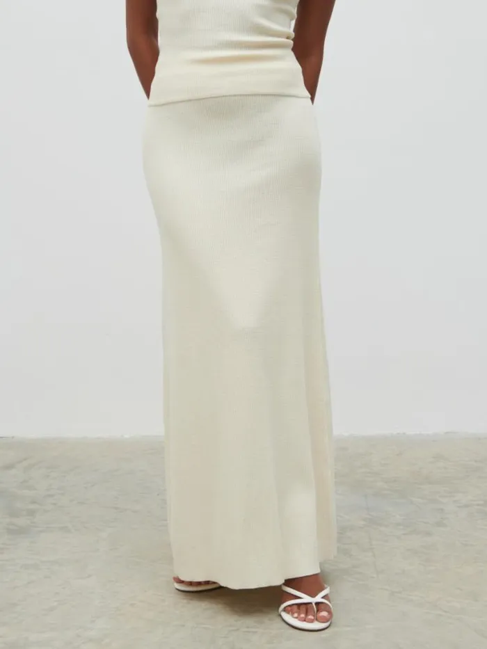 Pretty Lavish Bottoms Women Reese Midaxi Knit Skirt Cream