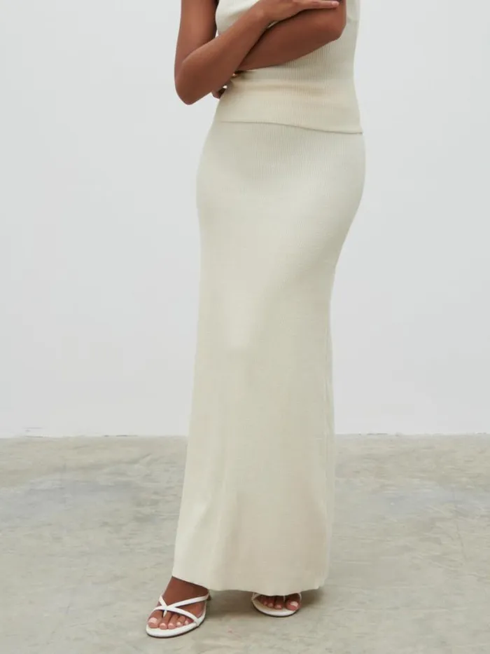 Pretty Lavish Bottoms Women Reese Midaxi Knit Skirt Cream