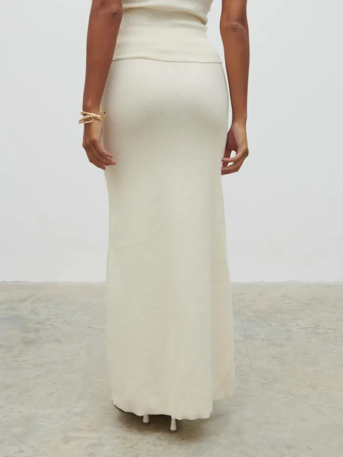 Pretty Lavish Bottoms Women Reese Midaxi Knit Skirt Cream
