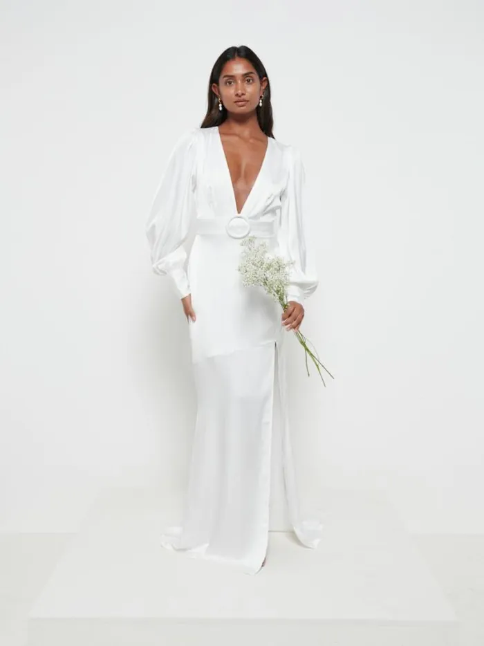 Pretty Lavish Bridesmaid Dresses Women Alexis Belted Maxi Dress Ivory