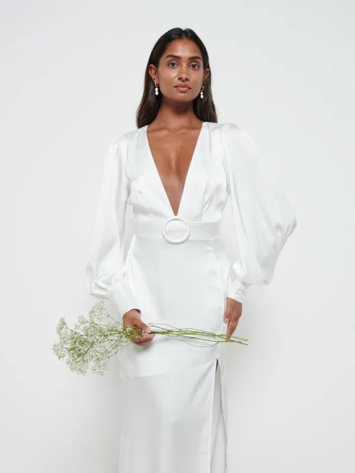 Pretty Lavish Bridesmaid Dresses Women Alexis Belted Maxi Dress Ivory