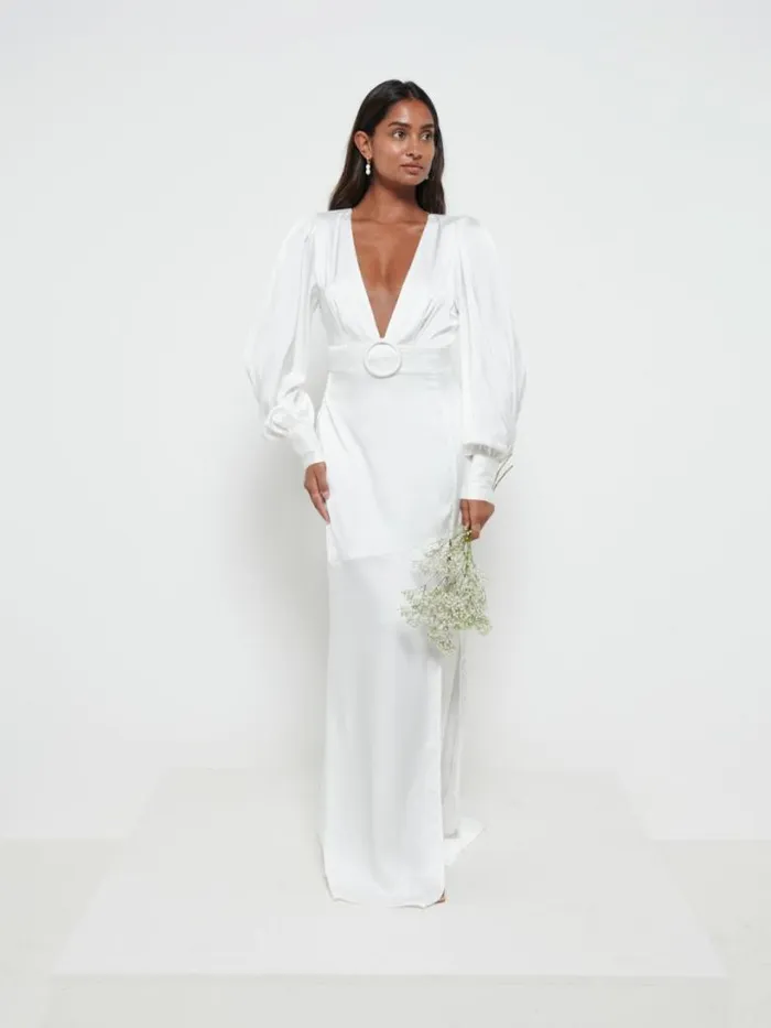 Pretty Lavish Bridesmaid Dresses Women Alexis Belted Maxi Dress Ivory