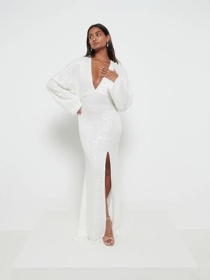 Pretty Lavish Bridesmaid Dresses Women Alexis Sequin Maxi Dress Ivory