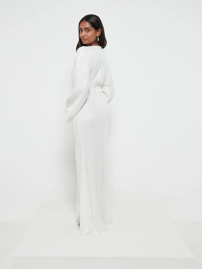Pretty Lavish Bridesmaid Dresses Women Alexis Sequin Maxi Dress Ivory