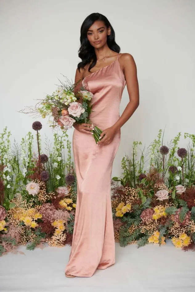 Pretty Lavish Bridesmaid Dresses Women Amelia Maxi Bridesmaid Dress Matte Tan Blush
