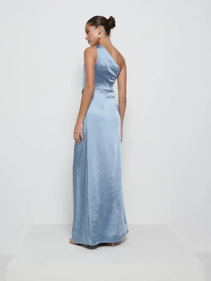 Pretty Lavish Bridesmaid Dresses Women Amelia Ruched Maxi Bridesmaid Dress Dusty Blue