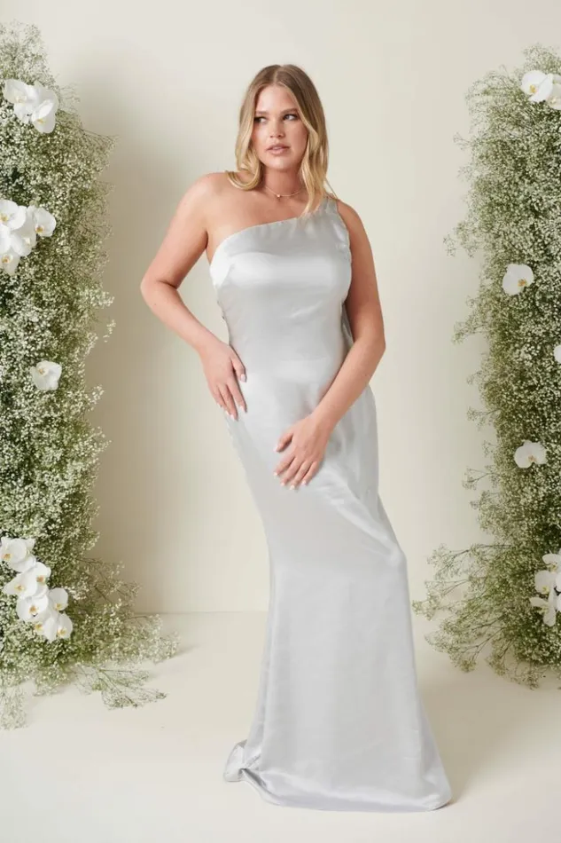 Pretty Lavish Bridesmaid Dresses Women Amelia Tie Maxi Bridesmaid Dress Silver